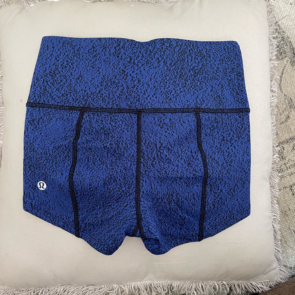 Lululemon Race Pace Tight Short Spray Jacquard Sapphire Blue Black sz. 4